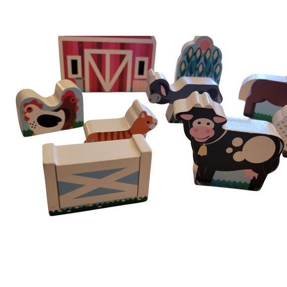 Melissa & Doug Wooden Farm Barn Animals Gate Figures 16 Pieces 4800 - Picture 7 of 8